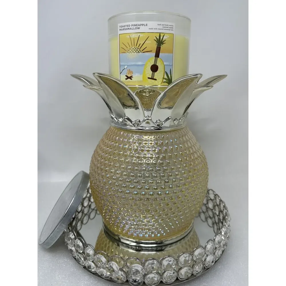 New Bath & Body Works~3 Wick Pineapple Candle Holder + Foaming Hand Soap Holder